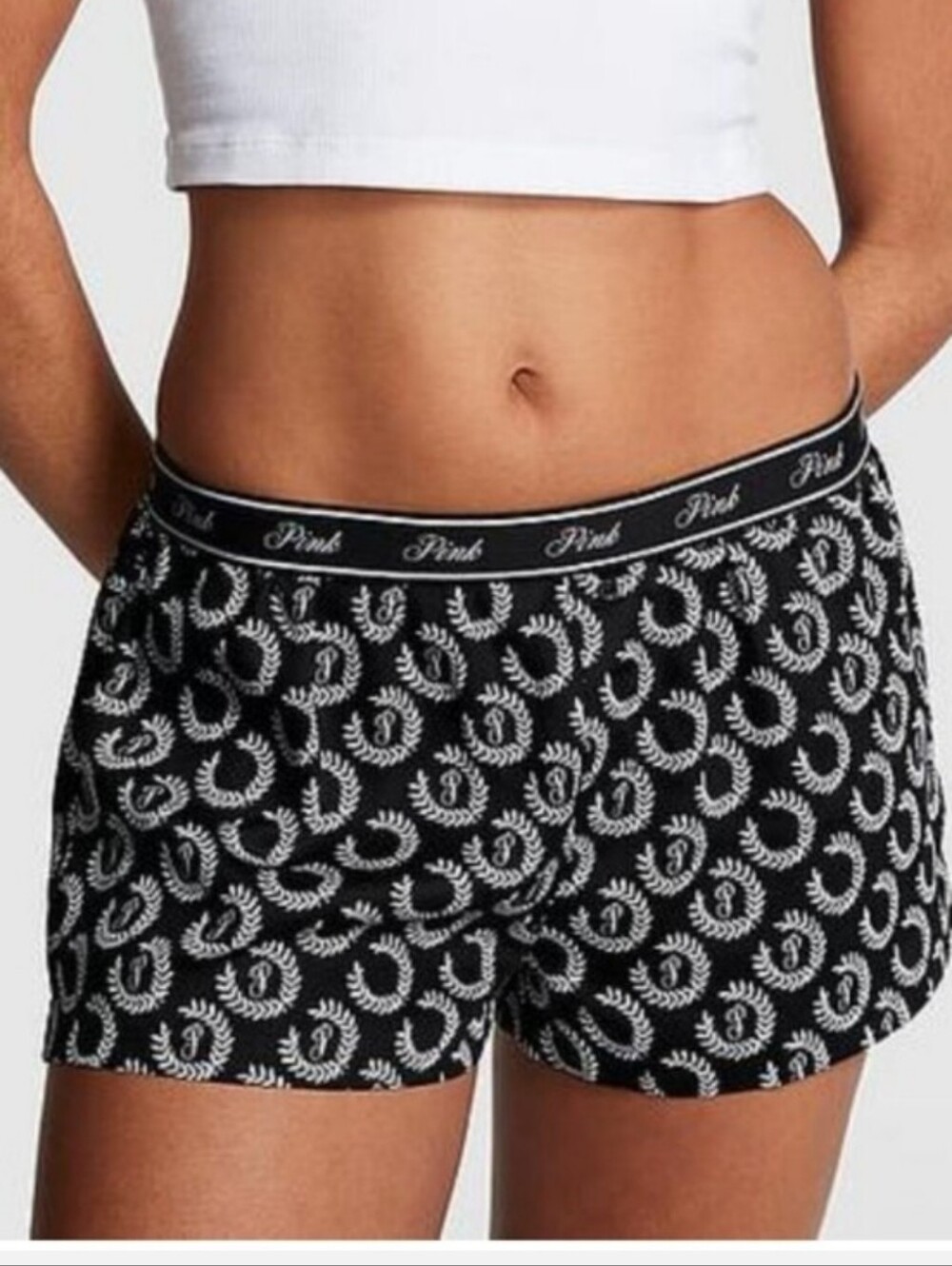 Victoria's secret pink tencel boxy pajama sleep shorts MEDIUM BLACK